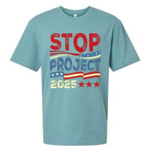 Stop Project 2025 Anti Trump Usa Flag Political Sueded Cloud Jersey T-Shirt