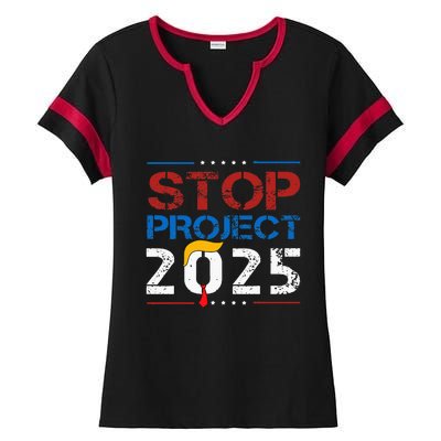 Stop Project 2025 Trumps Project Anti Trump Ladies Halftime Notch Neck Tee