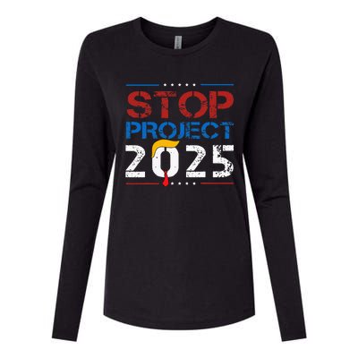 Stop Project 2025 Trumps Project Anti Trump Womens Cotton Relaxed Long Sleeve T-Shirt