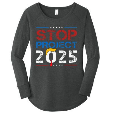 Stop Project 2025 Trumps Project Anti Trump Women's Perfect Tri Tunic Long Sleeve Shirt