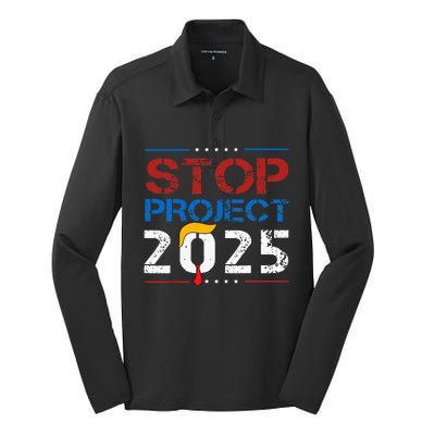 Stop Project 2025 Trumps Project Anti Trump Silk Touch Performance Long Sleeve Polo