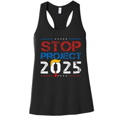 Stop Project 2025 Trumps Project Anti Trump Women's Racerback Tank