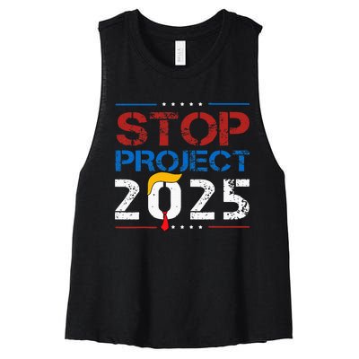 Stop Project 2025 Trumps Project Anti Trump Women's Racerback Cropped Tank