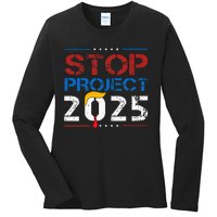 Stop Project 2025 Trumps Project Anti Trump Ladies Long Sleeve Shirt