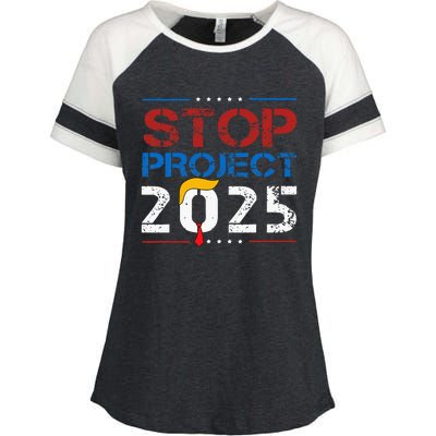 Stop Project 2025 Trumps Project Anti Trump Enza Ladies Jersey Colorblock Tee