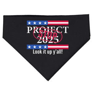 Stop Project 2025 Look It Up Y’All Anti Trump USA-Made Doggie Bandana