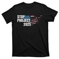 Stop Project 2025 Anti Trump American Flag T-Shirt