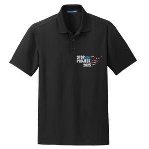 Stop Project 2025 Anti Trump American Flag Dry Zone Grid Polo