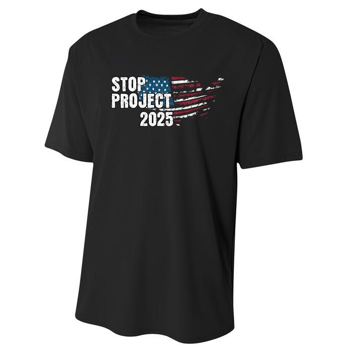 Stop Project 2025 Anti Trump American Flag Performance Sprint T-Shirt