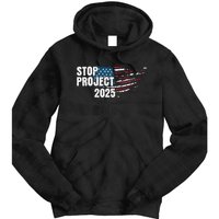 Stop Project 2025 Anti Trump American Flag Tie Dye Hoodie