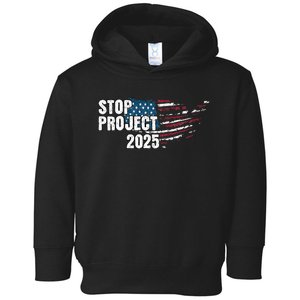 Stop Project 2025 Anti Trump American Flag Toddler Hoodie