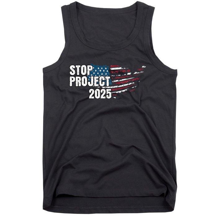 Stop Project 2025 Anti Trump American Flag Tank Top