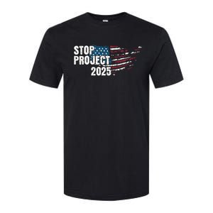 Stop Project 2025 Anti Trump American Flag Softstyle CVC T-Shirt