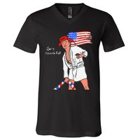 Stop Project 2025 Anti Trump American Flag V-Neck T-Shirt