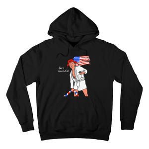 Stop Project 2025 Anti Trump American Flag Tall Hoodie