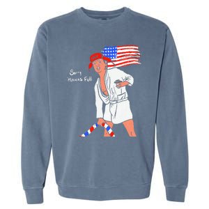 Stop Project 2025 Anti Trump American Flag Garment-Dyed Sweatshirt