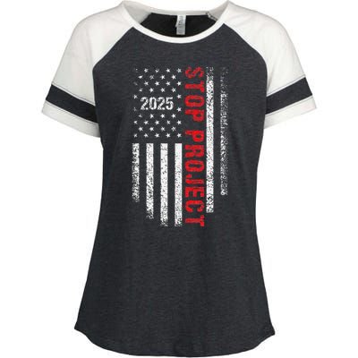 Stop Project 2025 American Flag Election 2024 Enza Ladies Jersey Colorblock Tee