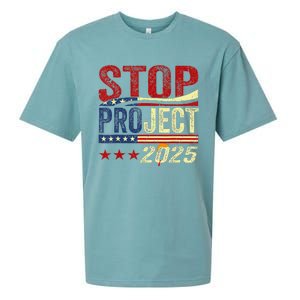 Stop Project 2025 Usa Flag Sueded Cloud Jersey T-Shirt