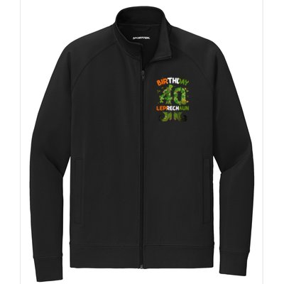 St Patricks 40 Birthday Leprechaun Lucky One Birthday 40th Birthday 40 Years Old Stretch Full-Zip Cadet Jacket