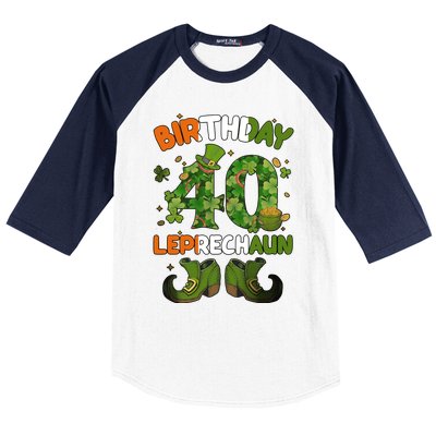 St Patricks 40 Birthday Leprechaun Lucky One Birthday 40th Birthday 40 Years Old Baseball Sleeve Shirt