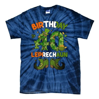 St Patricks 40 Birthday Leprechaun Lucky One Birthday 40th Birthday 40 Years Old Tie-Dye T-Shirt