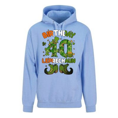 St Patricks 40 Birthday Leprechaun Lucky One Birthday 40th Birthday 40 Years Old Unisex Surf Hoodie