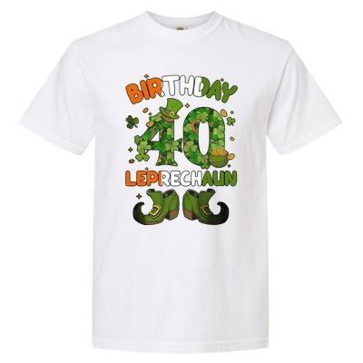 St Patricks 40 Birthday Leprechaun Lucky One Birthday 40th Birthday 40 Years Old Garment-Dyed Heavyweight T-Shirt