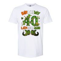 St Patricks 40 Birthday Leprechaun Lucky One Birthday 40th Birthday 40 Years Old Softstyle CVC T-Shirt