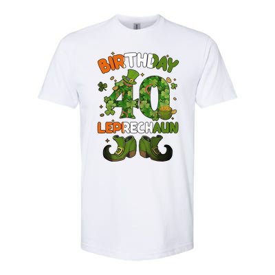 St Patricks 40 Birthday Leprechaun Lucky One Birthday 40th Birthday 40 Years Old Softstyle CVC T-Shirt