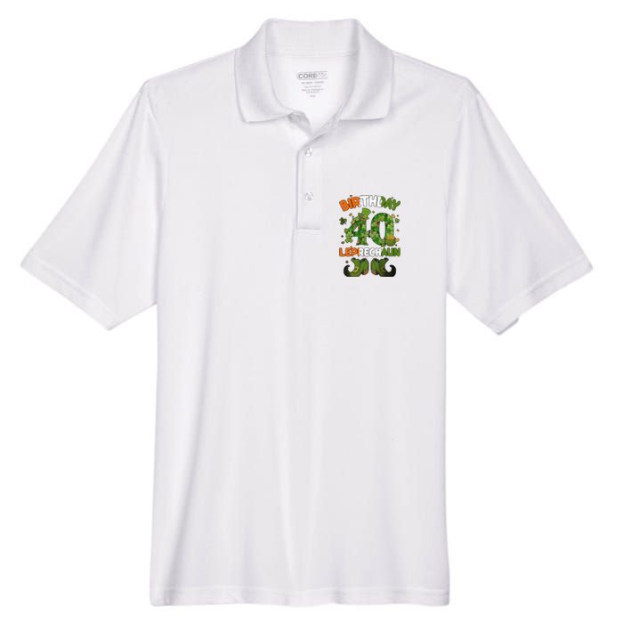 St Patricks 40 Birthday Leprechaun Lucky One Birthday 40th Birthday 40 Years Old Men's Origin Performance Pique Polo