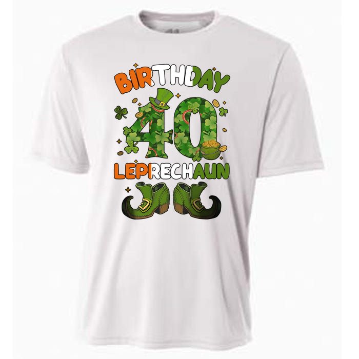 St Patricks 40 Birthday Leprechaun Lucky One Birthday 40th Birthday 40 Years Old Cooling Performance Crew T-Shirt