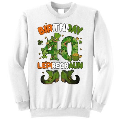 St Patricks 40 Birthday Leprechaun Lucky One Birthday 40th Birthday 40 Years Old Sweatshirt