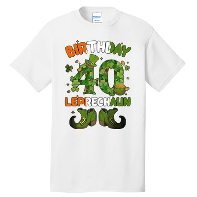 St Patricks 40 Birthday Leprechaun Lucky One Birthday 40th Birthday 40 Years Old Tall T-Shirt