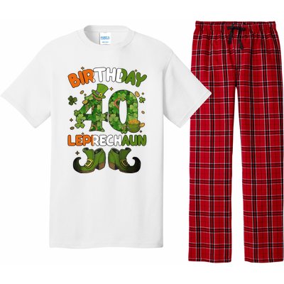 St Patricks 40 Birthday Leprechaun Lucky One Birthday 40th Birthday 40 Years Old Pajama Set