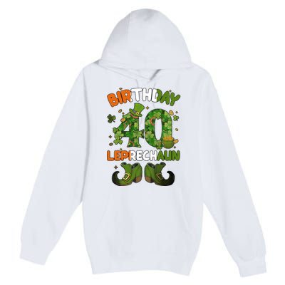 St Patricks 40 Birthday Leprechaun Lucky One Birthday 40th Birthday 40 Years Old Premium Pullover Hoodie