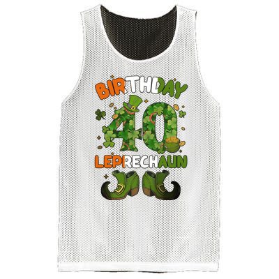 St Patricks 40 Birthday Leprechaun Lucky One Birthday 40th Birthday 40 Years Old Mesh Reversible Basketball Jersey Tank