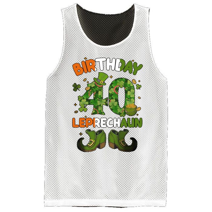 St Patricks 40 Birthday Leprechaun Lucky One Birthday 40th Birthday 40 Years Old Mesh Reversible Basketball Jersey Tank