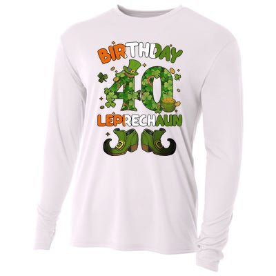 St Patricks 40 Birthday Leprechaun Lucky One Birthday 40th Birthday 40 Years Old Cooling Performance Long Sleeve Crew