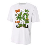 St Patricks 40 Birthday Leprechaun Lucky One Birthday 40th Birthday 40 Years Old Performance Sprint T-Shirt