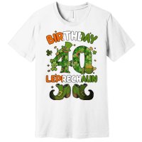 St Patricks 40 Birthday Leprechaun Lucky One Birthday 40th Birthday 40 Years Old Premium T-Shirt