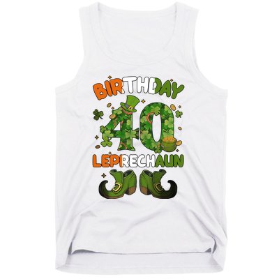 St Patricks 40 Birthday Leprechaun Lucky One Birthday 40th Birthday 40 Years Old Tank Top