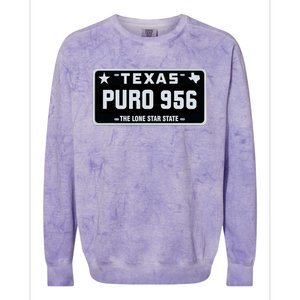 Simple “PURO 956” Texas License Plate Graphic Colorblast Crewneck Sweatshirt