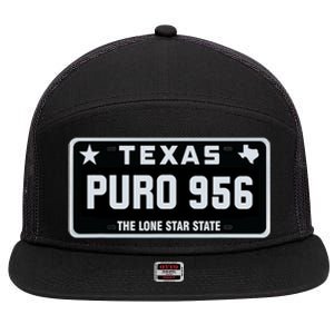 Simple “PURO 956” Texas License Plate Graphic 7 Panel Mesh Trucker Snapback Hat