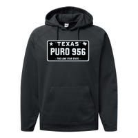 Simple “PURO 956” Texas License Plate Graphic Performance Fleece Hoodie