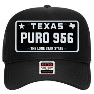 Simple “PURO 956” Texas License Plate Graphic High Crown Mesh Back Trucker Hat