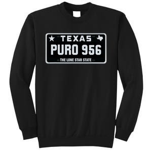 Simple “PURO 956” Texas License Plate Graphic Sweatshirt