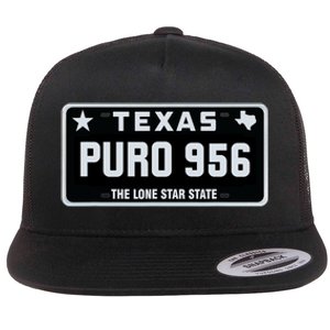 Simple “PURO 956” Texas License Plate Graphic Flat Bill Trucker Hat