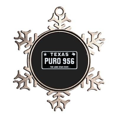 Simple “PURO 956” Texas License Plate Graphic Metallic Star Ornament