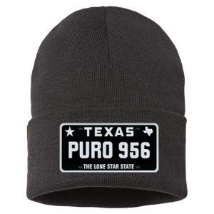 Simple “PURO 956” Texas License Plate Graphic Sustainable Knit Beanie