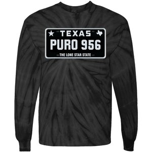 Simple “PURO 956” Texas License Plate Graphic Tie-Dye Long Sleeve Shirt